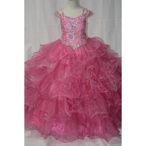 NEW LITTLE ROSIE girl's glitz pageant dresses in flamingo